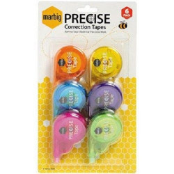 Marbig Correction Tape 4mmx8M Precise - 6 Pack 