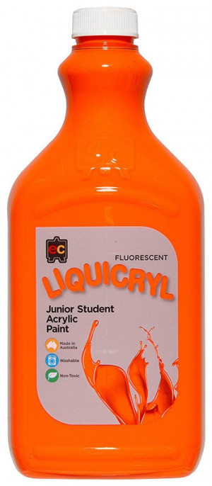 Color Burst Washable Poster Paint Fluoro Orange 2 Litre