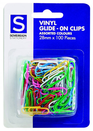 Paper Clips Coloured 28mm Assorted Box 100
