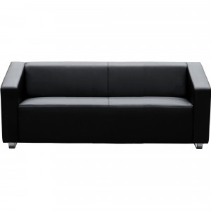 Cube Lounge 3 Seater 1980W x 720D x 880mmH Black Leather