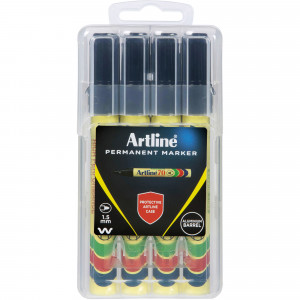 Artline 70 Permanent Markers Bullet Hard Case Black Pack Of 4