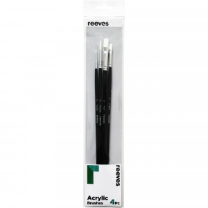 Reeves Acrylic Brushes Long Handle Set Of 4