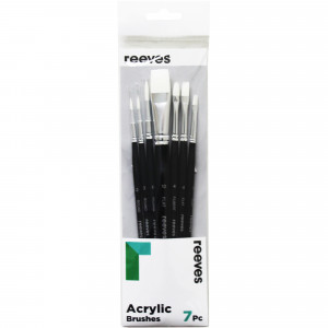 Reeves Acrylic Brushes Short Handle Set of 7