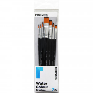 Reeves Watercolour Brushes Short Handle Set of 7