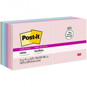 Post-it 654-24NH-CP Super Sticky Notes Recycled 76x76mm Wunderlust Cabinet Pack of 24