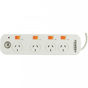 Powerplus 4 Outlet Powerboard Individual Switch Surge And Overload Protection