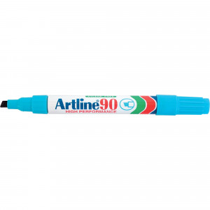Artline 90 Permanent Markers Chisel 2-5mm Light Blue Box Of 12