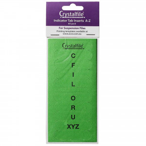 Crystalfile Indicator Tabs Inserts A-Z Green Pack Of 60