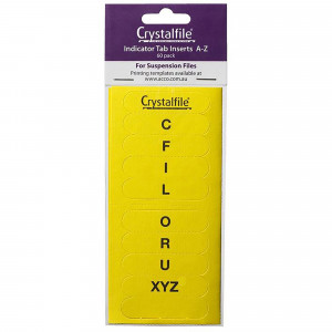 Crystalfile Indicator Tabs Inserts A-Z Yellow Pack Of 60