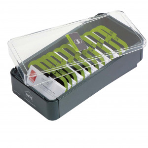 Marbig Pro Series Business Card Filing Box 600 Capacity Grey & Lime