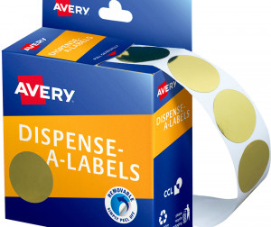 Avery Removable Dispenser Labels 24mm Round Gold Pack of 250