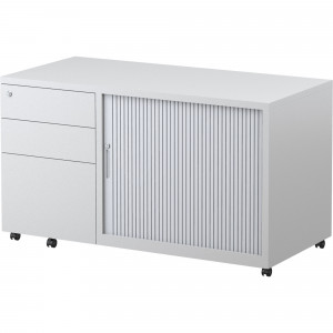Steelco Trimline Mobile Caddy Left Hand Tambour Door 1050W x 500D x 615mmH White