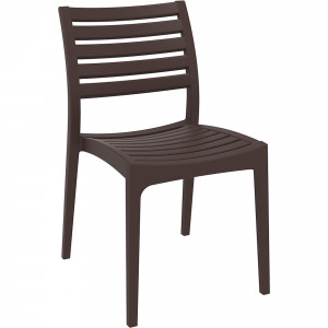 Ares Hospitality Dining Chair Indoor Outdoor Use Stackable Polypropylene Chocolate