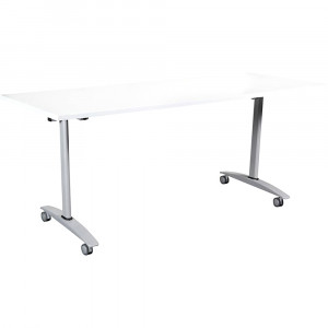 Summit Flip Top Table 1800W x 750D x 745mmH White Top Silver Frame