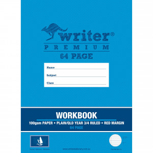Writer Premium Workbook 330x245mm 64Pg Plain + QLD Year 3/4 Ruled