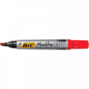 Bic 2300 Marking Permanent Markers Chisel 3.7-5.5mm Red Pack of 12