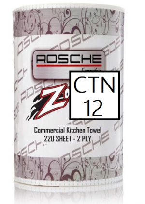 Rosche 2 Ply Kitchen Towel Perf. Jumbo 220sh  Ctn12