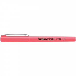 Artline 220 Fineliner Pen Super Fine 0.2mm Pink Pack Of 12