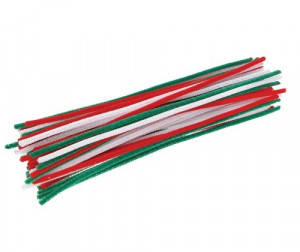 Chenille Stem 6mm 100’s Christmas Colours - Red, Green, White
