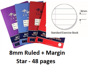 Writer Premium A4 48pg Exercise Book 8mm ruled + margin (Star)