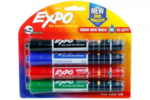 Expo Chisel Tip Ink Indicator Whiteboard Markers 4 Pack