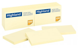 Highland Stick On Notes 6559 73x123mm Yellow Pack 12