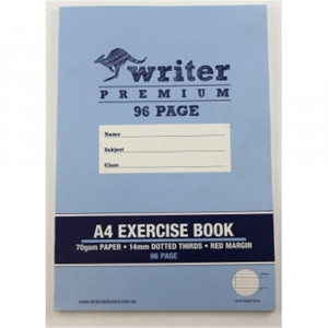 Writer Premium A4 96pg Exercise Book 14mm dotted thirds + margin (Rocket)