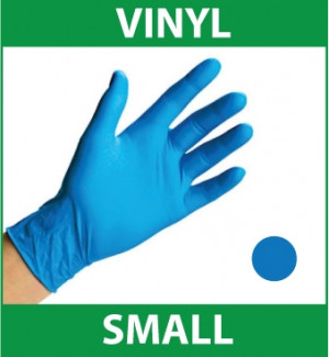 Handcare Blue Low Powdered Vinyl Food 100pk Gloves - Small