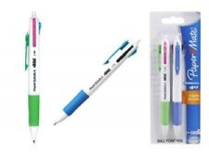 Papermate Kilometrico 4 BALL Twin Pack Ballpoint Pens 1.0mm Standard + Neon Colours