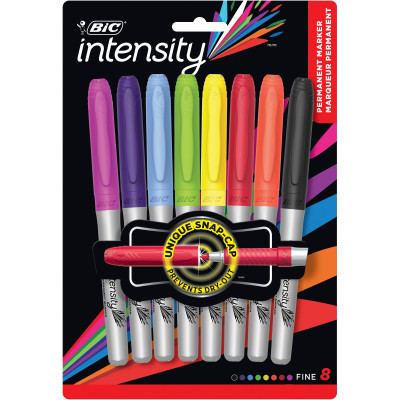 Bic Intensity Permanent Marker Fine Assorted Pack of 8