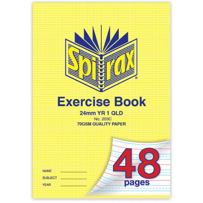 Spirax Exercise Book 203C A4 48 Page Queensland Rulings Year 1 24Mm