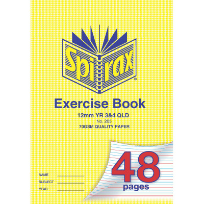 Spirax Exercise Book 205 A4 48 Page Queensland Rulings Year 3/4 12Mm
