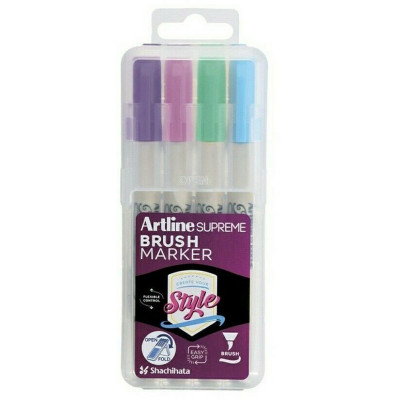 Artline Supreme Brush Marker Pastel Hard Case Pack of 4