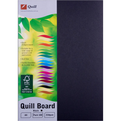 Quill Board A4 210gsm Black Pack of 100