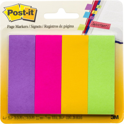 Post-It Page Markers 22x73mm Jaipur Assorted 50 Sheet Pad Pack of 4