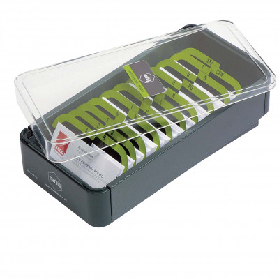 Marbig Pro Series Business Card Filing Box 400 Capacity Grey & Lime