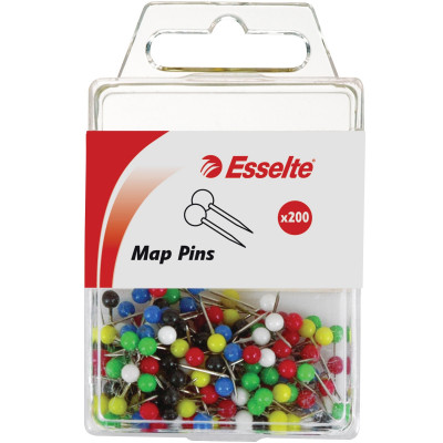 Esselte Map Pins 4x17mm Assorted Pack Of 200