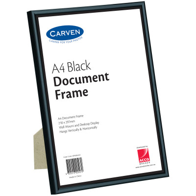 Carven Certificate Frame A4 Wall Mountable Black