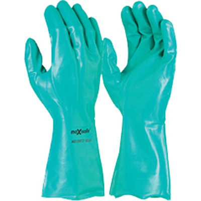 Maxisafe Chemical Gloves Green Nitrile 33cm Small