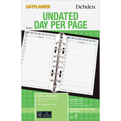 Debden Dayplanner Refill Undated Day To Page 140x216mm Desk Edition