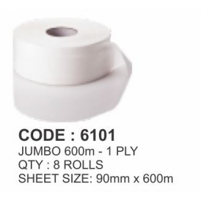 Rosche Modern Range JRT Toilet Roll Jumbo Reel 95mm x 600m 1 Ply 8 Rolls of 600m