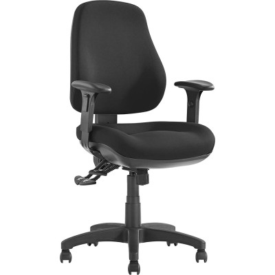 Newton High Back Task Chair 3 Lever With Arms Moulded Foam Seat And Back Black Fabric
