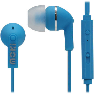 Moki Noise Isolation Earphones With Mic and Controller Blue