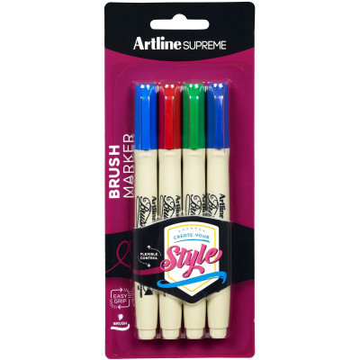 Artline Supreme Brush Marker Assorted Pack of 4