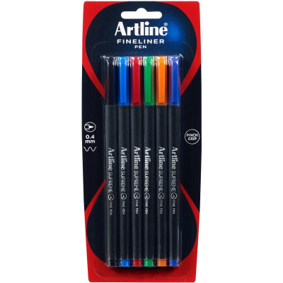 Artline Supreme Fineliner Pen 0.4mm Assorted Pack Of 6