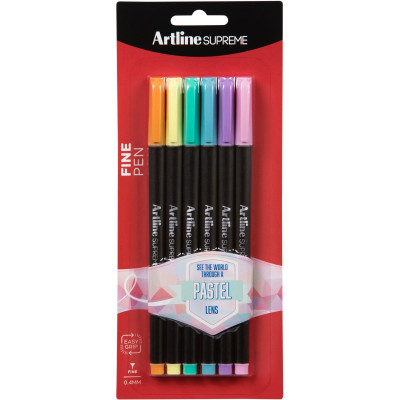 Artline Supreme Fineliner Pen 0.4mm Pastel Assorted Pack Of 6