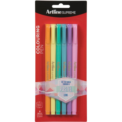 Artline Supreme Fineliner Pen 0.6mm Pastel Assorted Pack Of 6
