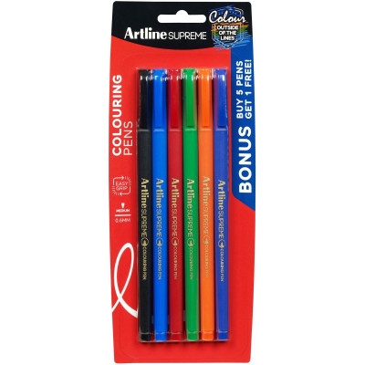 Artline Supreme Fineliner Pen 0.6mm Assorted Pack Of 6