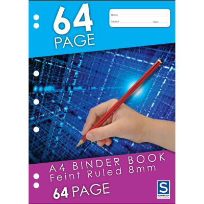 Sovereign Binder Book A4 8mm Ruled 7 Hole Punched 64 Page