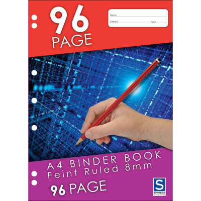 Sovereign Binder Book A4 8mm Ruled 7 Hole Punched 96 Page